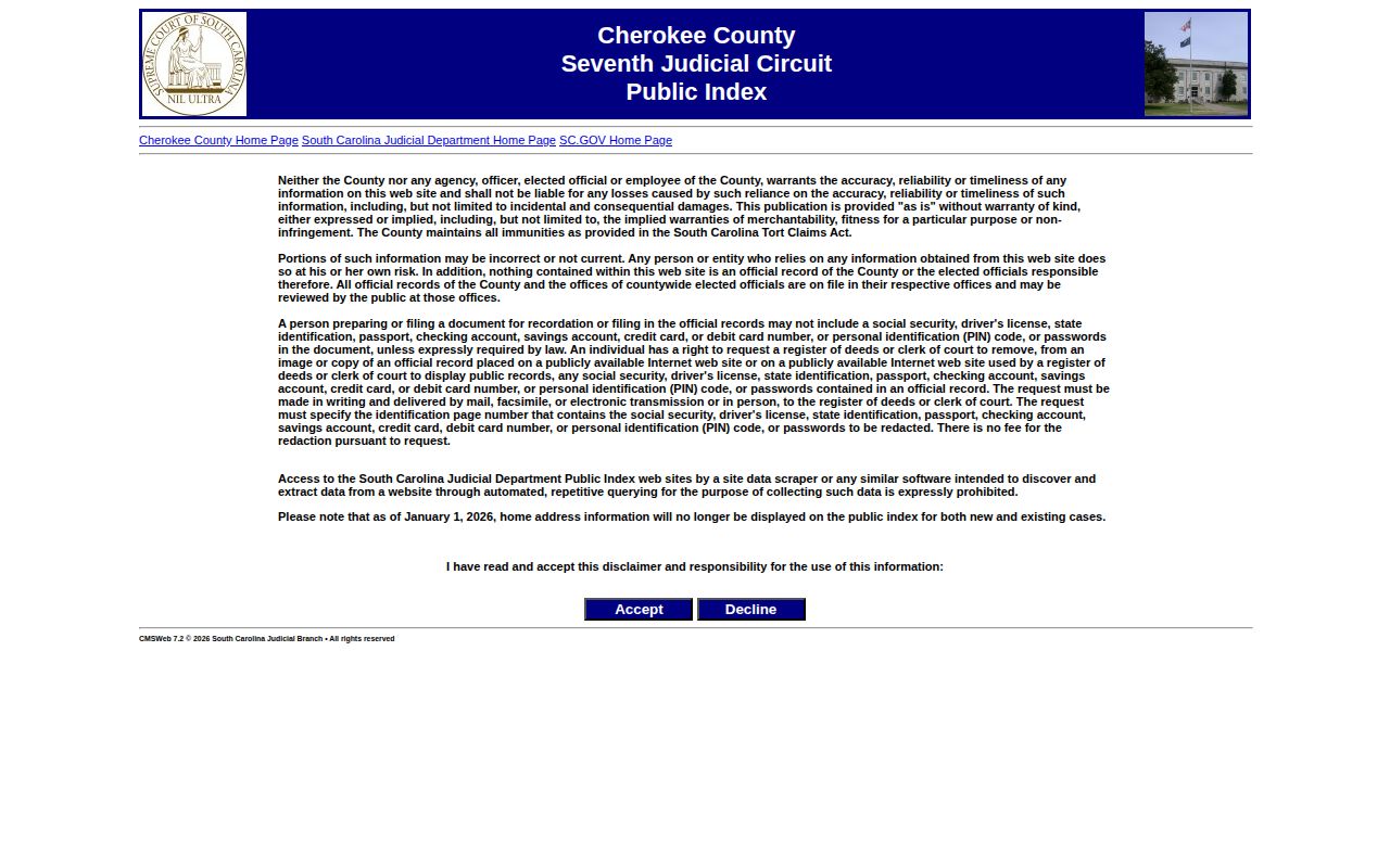Cherokee County court record search for a released inmate case